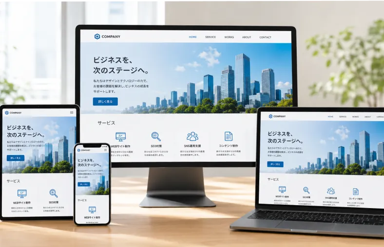 WEB制作・デザインのプロチームがホームページやLP・SNS施策までサポートするイメージ